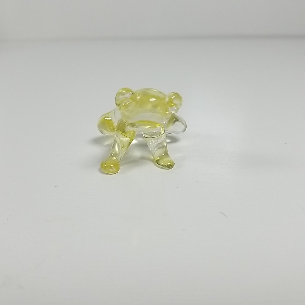 Blown Glass Clear Yellow Frog with Figurine Vintage